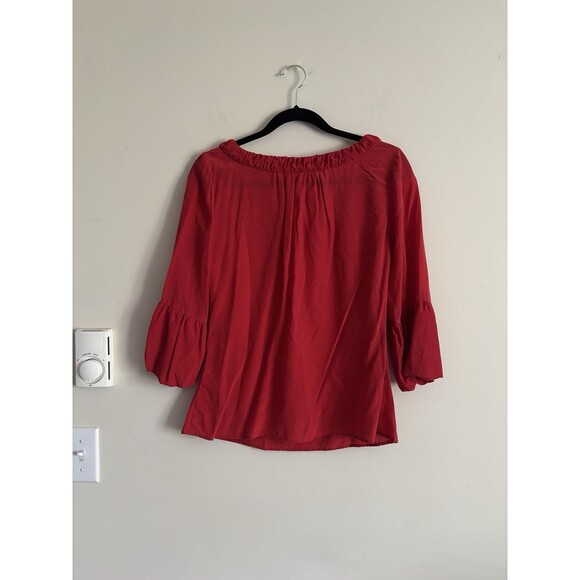 Vintage Oscar De La Renta Womens 6 Small‎ SILK Blouse Red Y2K 2000s Preppy - Picture 5 of 5
